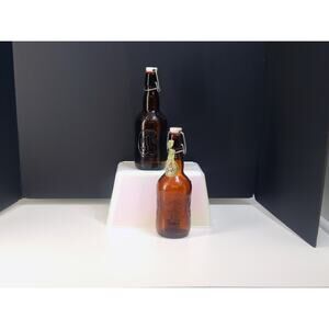 2 VTG Grolsch Amber Brown Lager Beer Bottle Porcelain Swing Top Beer Bottle Glas